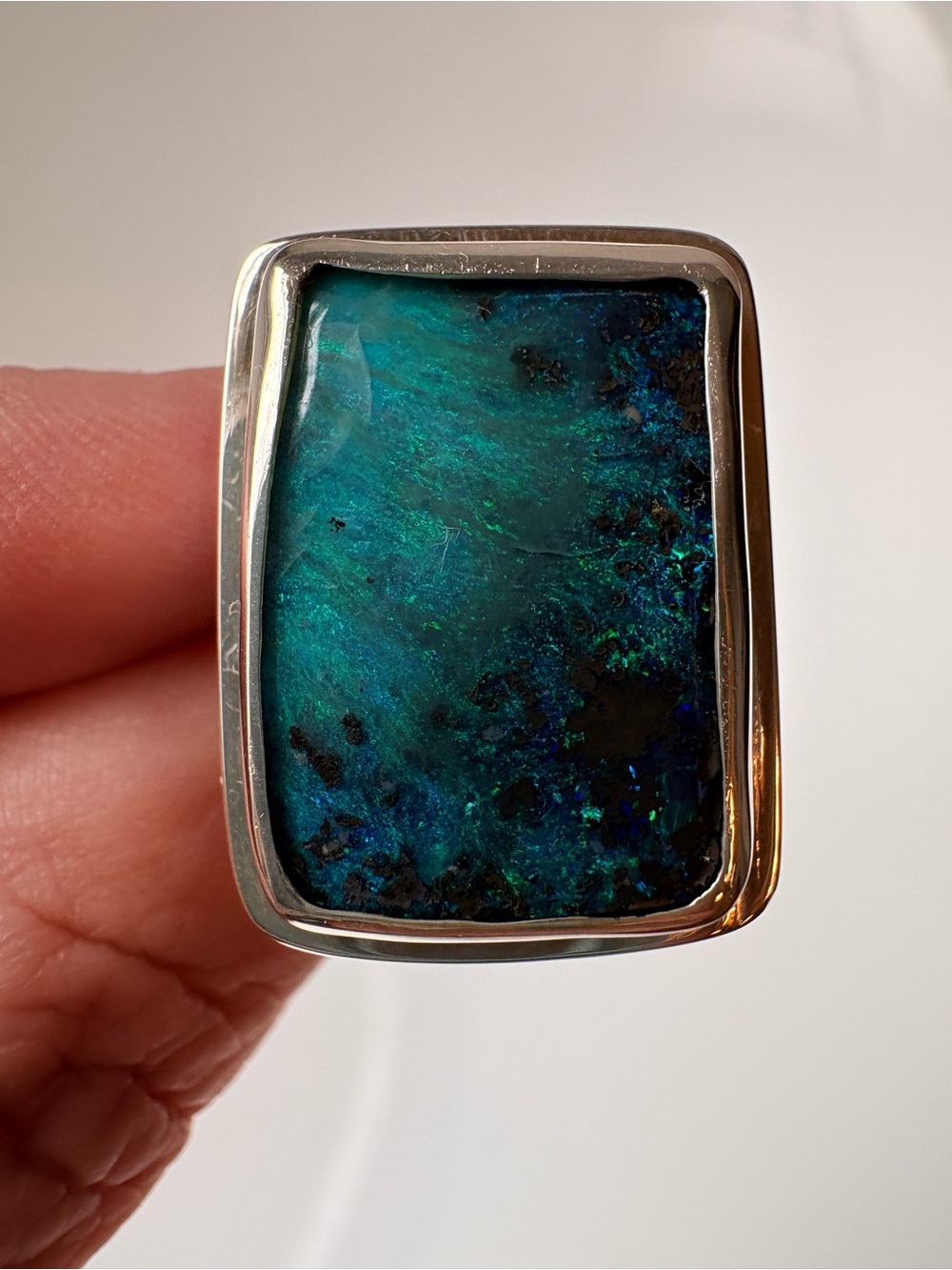 Large Australian Boulder Opal Ring